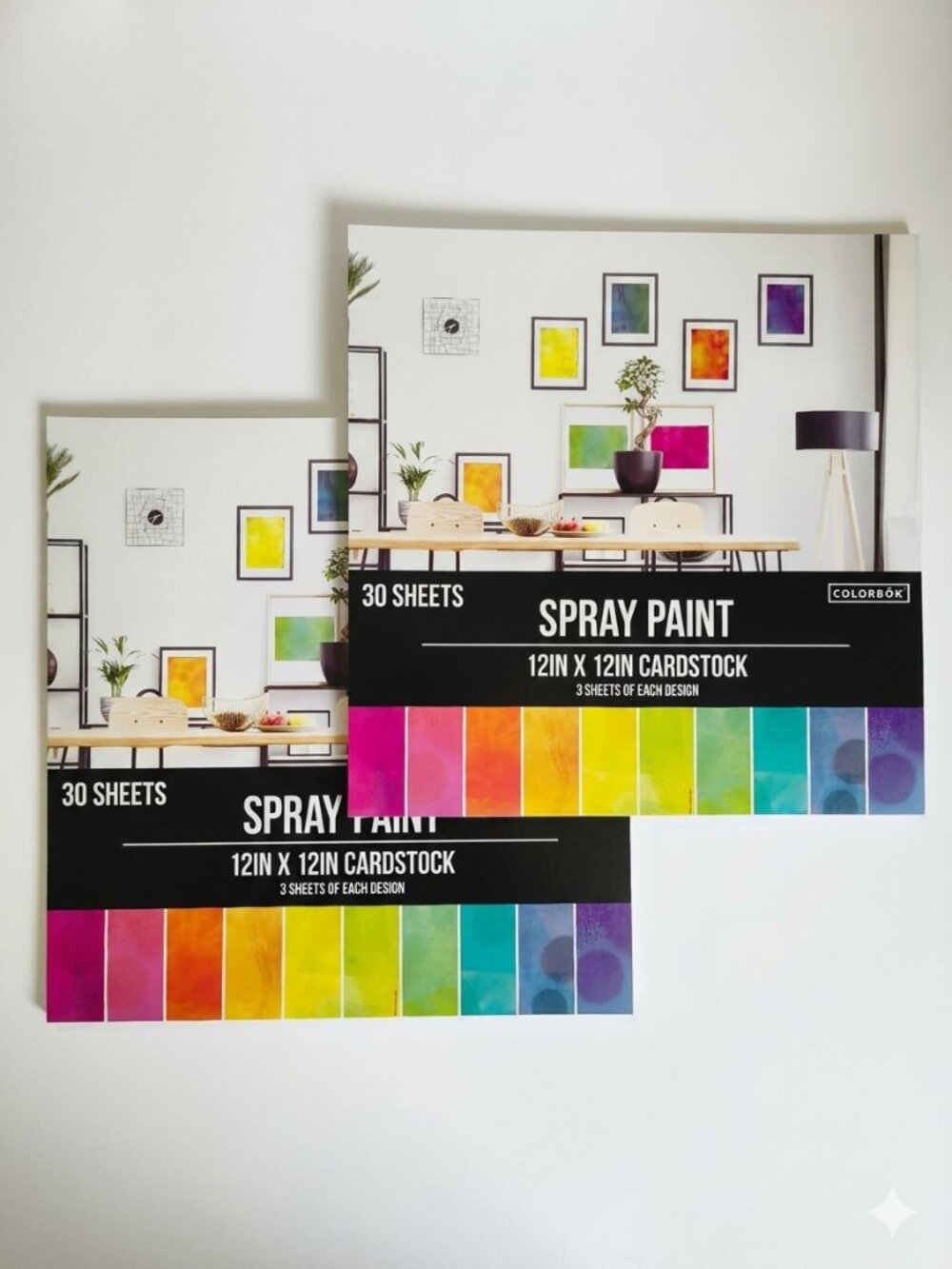 SET of 2 Colorbok 12in x12in Cardstock -Spray Paint 10 Designs, 60 Pgs Total